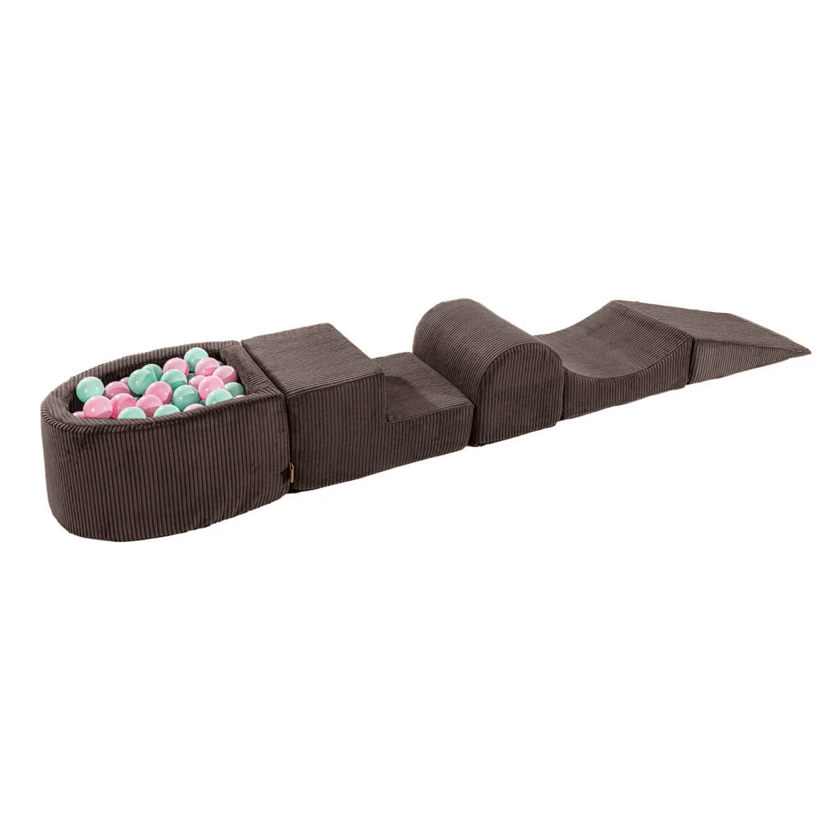 MeowBaby Soft Play Set with Ball Pit – Brown & White