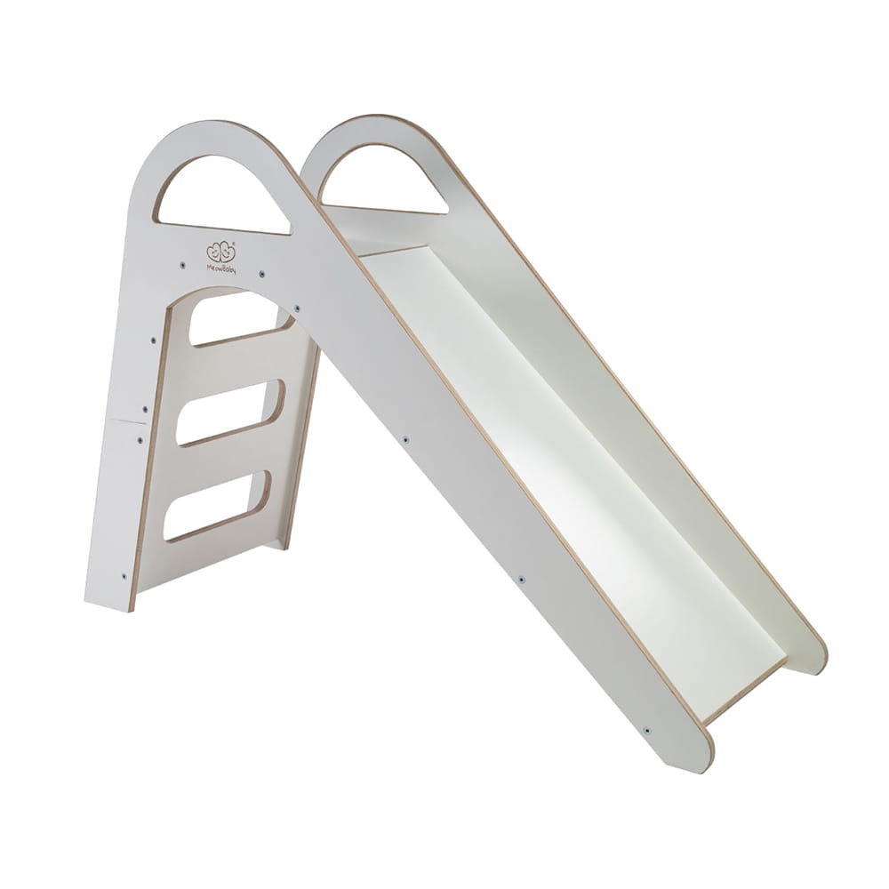 MeowBaby Wooden Indoor Slide, Scandi – White