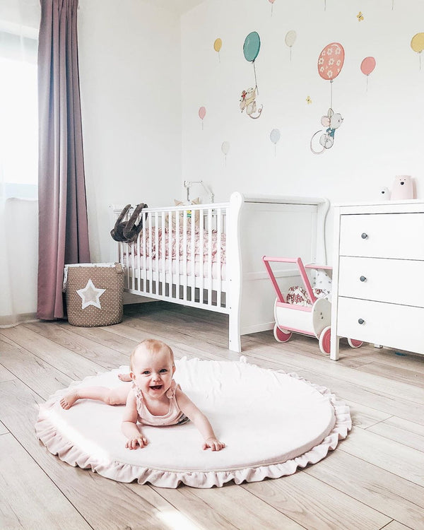Round Play Mat With a Frill - Pink Velvet