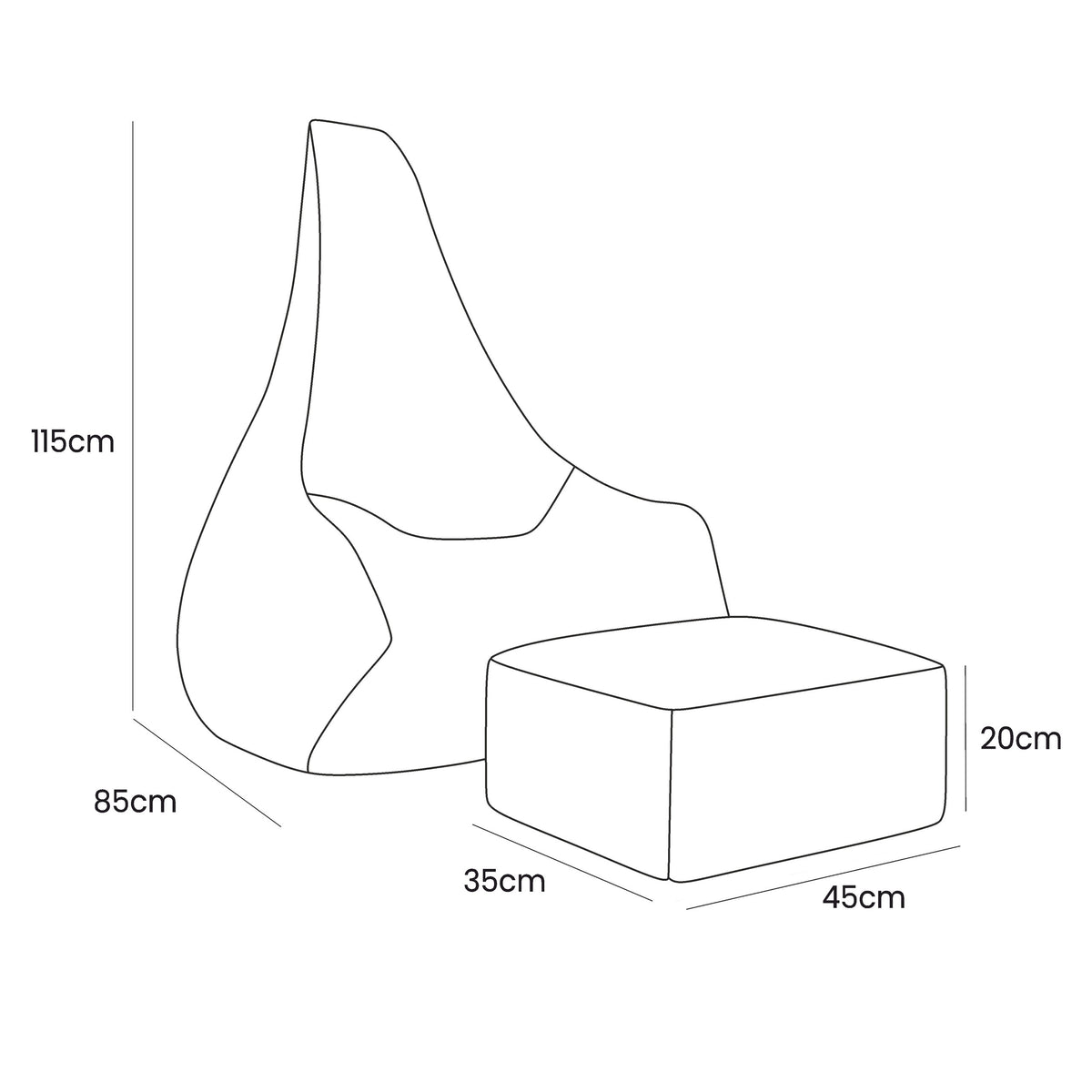 Tearo: Bean Bag + Footrest for Little Loungers - Sky Blue