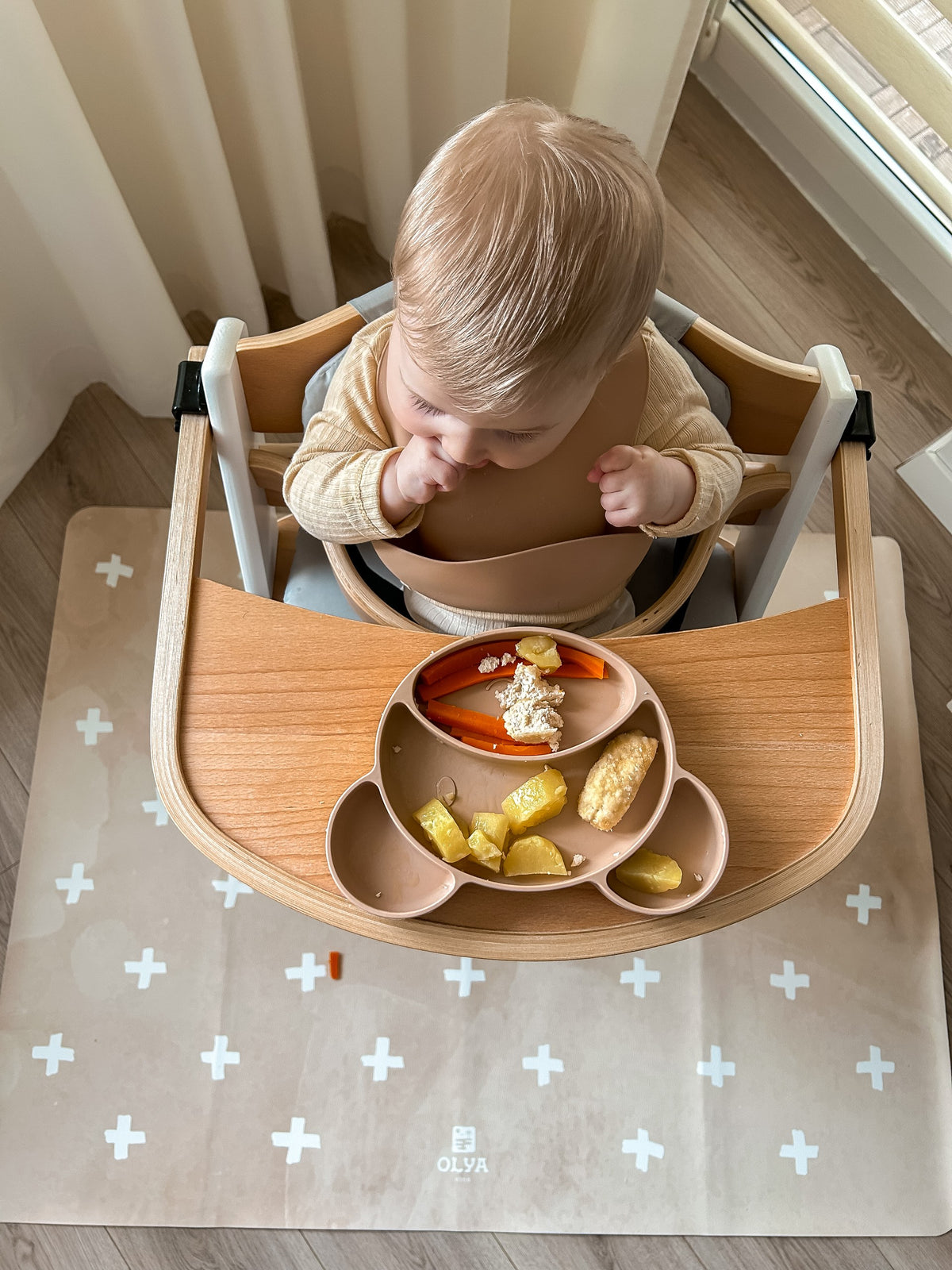 Kids Mealtime Floor Mat, Non-Slip & Waterproof - Cross Sand