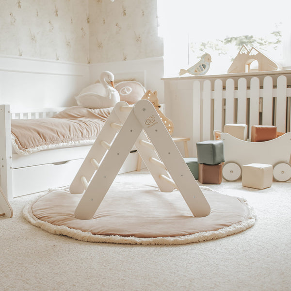 MeowBaby Wooden Climbing Ladder with Slide – White