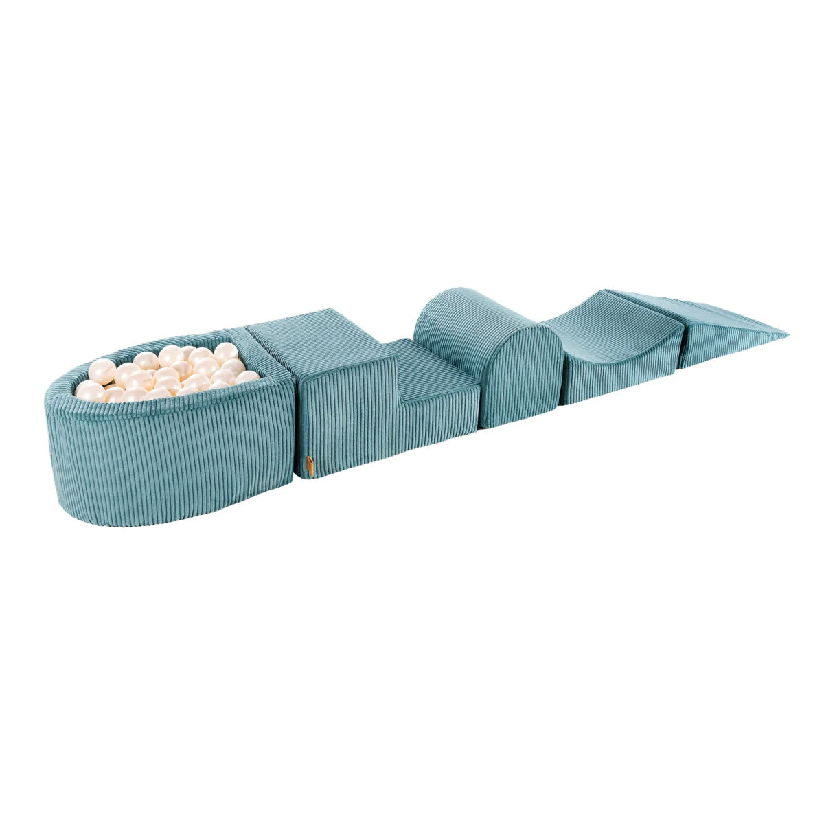 MeowBaby Soft Play Set with Ball Pit – Turquoise & White