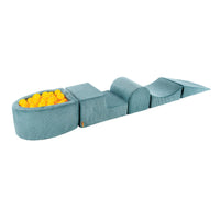 MeowBaby Soft Play Set with Ball Pit – Turquoise & White