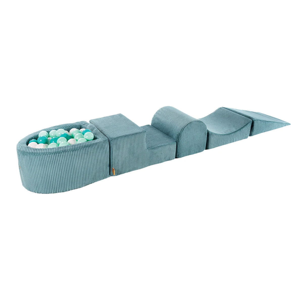 MeowBaby Soft Play Set with Ball Pit – Turquoise & White