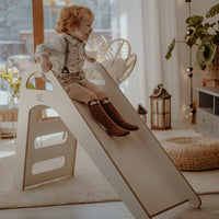 MeowBaby Wooden Indoor Slide, Scandi – White