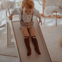 MeowBaby Wooden Indoor Slide, Scandi – White