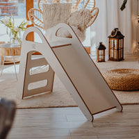 MeowBaby wooden indoor Scandi slide in white for children