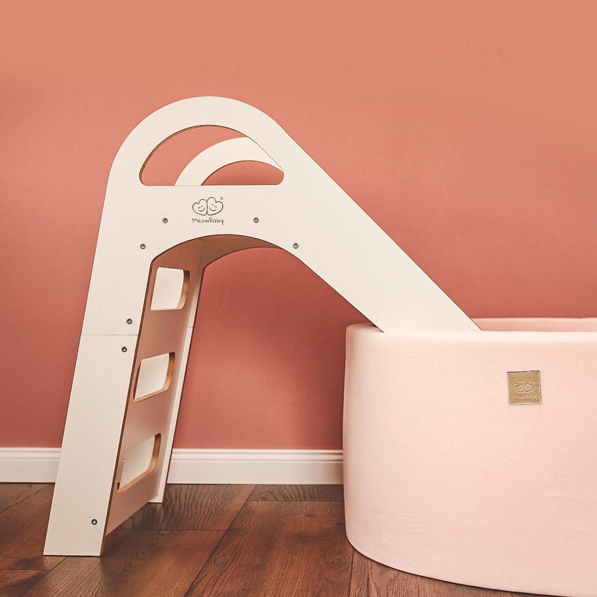 MeowBaby Wooden Indoor Slide, Scandi – White