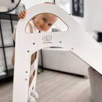 MeowBaby Wooden Indoor Slide, Scandi – White