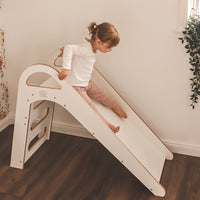 MeowBaby Wooden Indoor Slide, Scandi – White