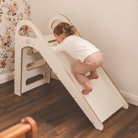 MeowBaby Wooden Indoor Slide, Scandi – White