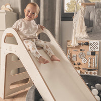 MeowBaby Wooden Indoor Slide, Scandi – White
