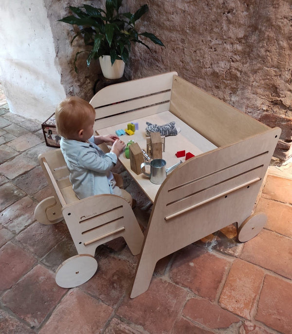 Montessori Table & Chair Set, Wagon Wheel